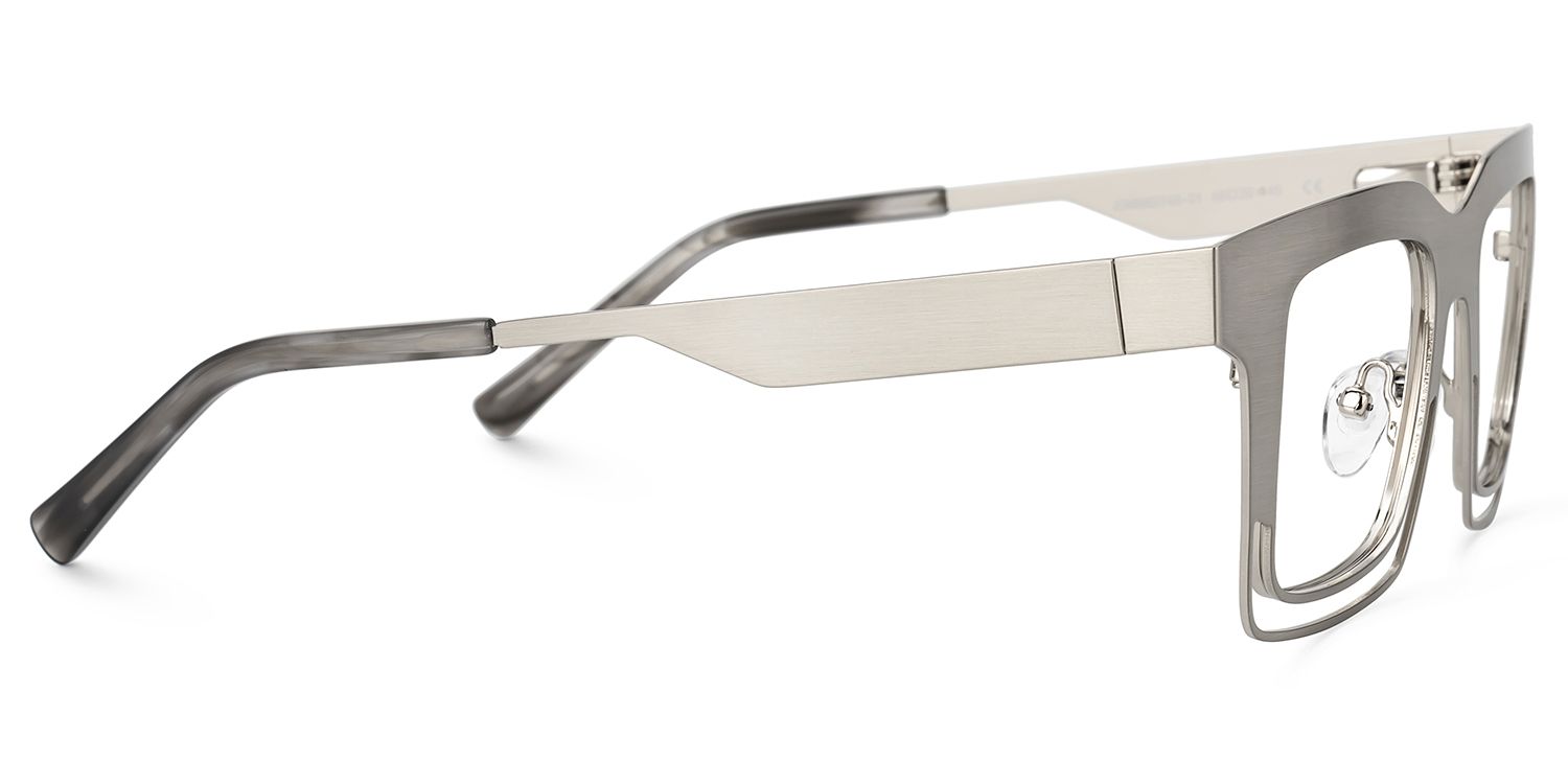 Evan Rectangle Silver Frame Eyeglasses for Males | ZEELOOL UK3