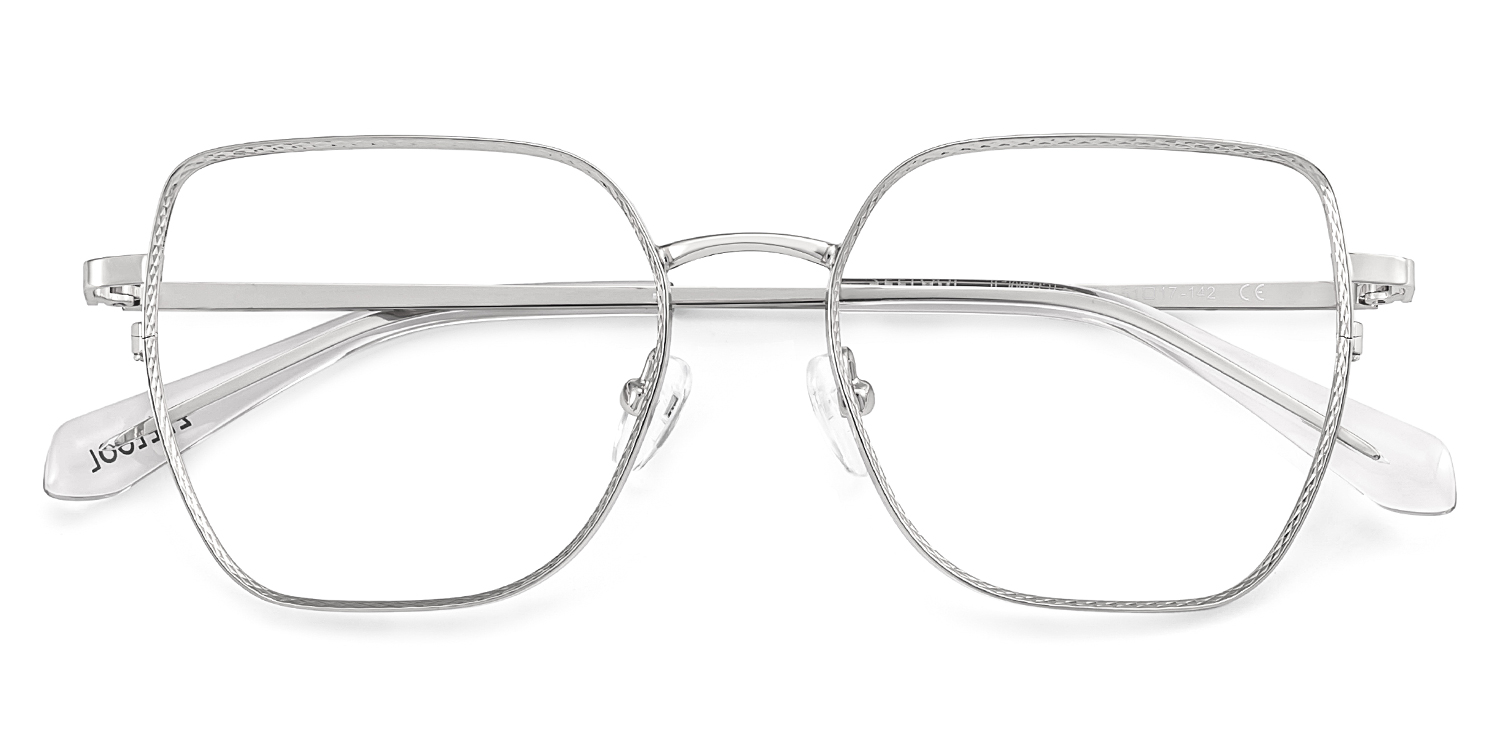 Fife Silver Full Frame Metal Prescription Glasses2