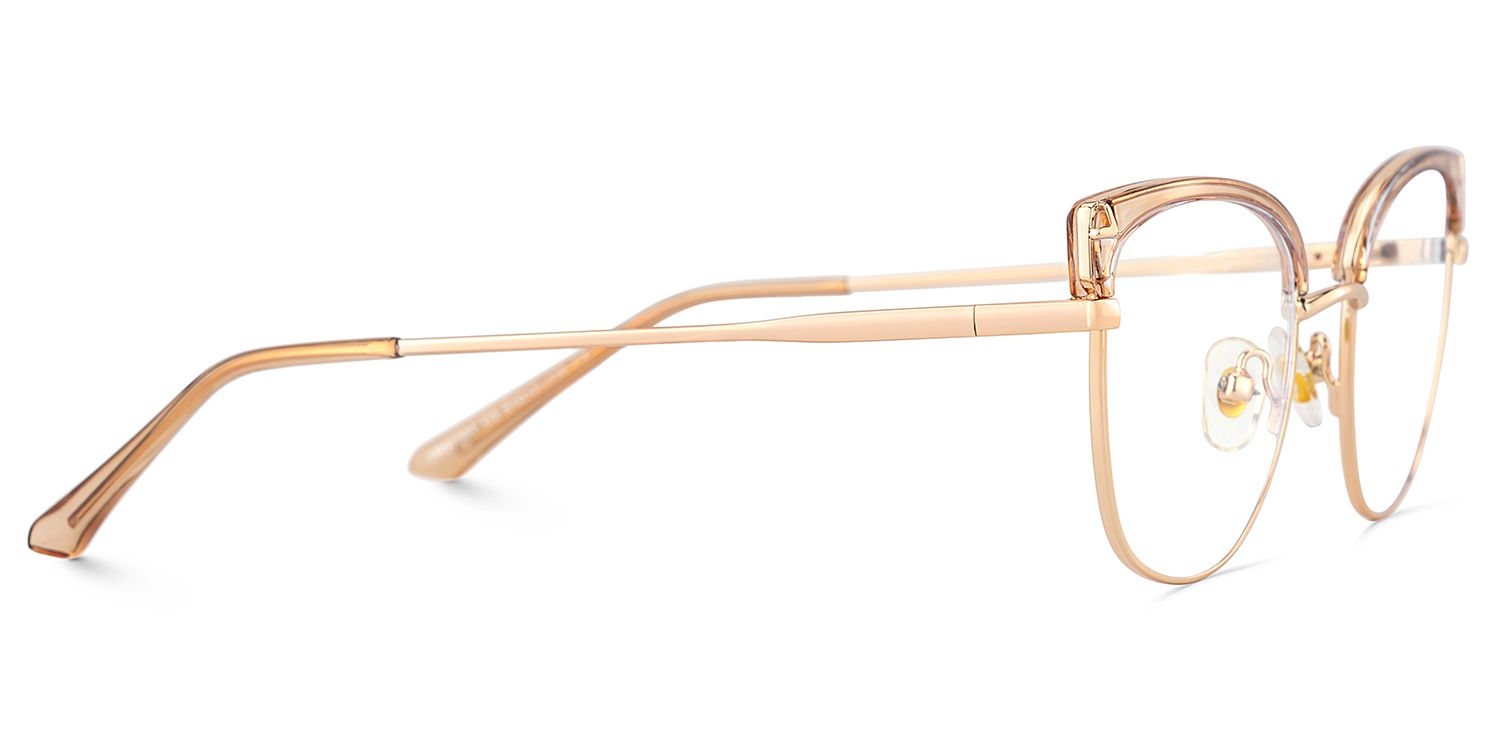 Beau Eyeglasses in Cat eye Beige Gold Frame | ZEELOOL UK4