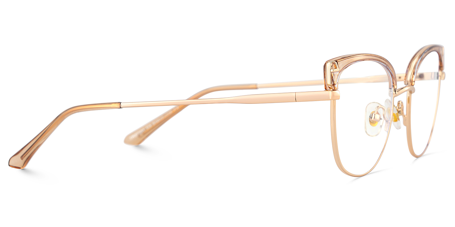 Beau Eyeglasses in Cat eye Beige Gold Frame | ZEELOOL UK4