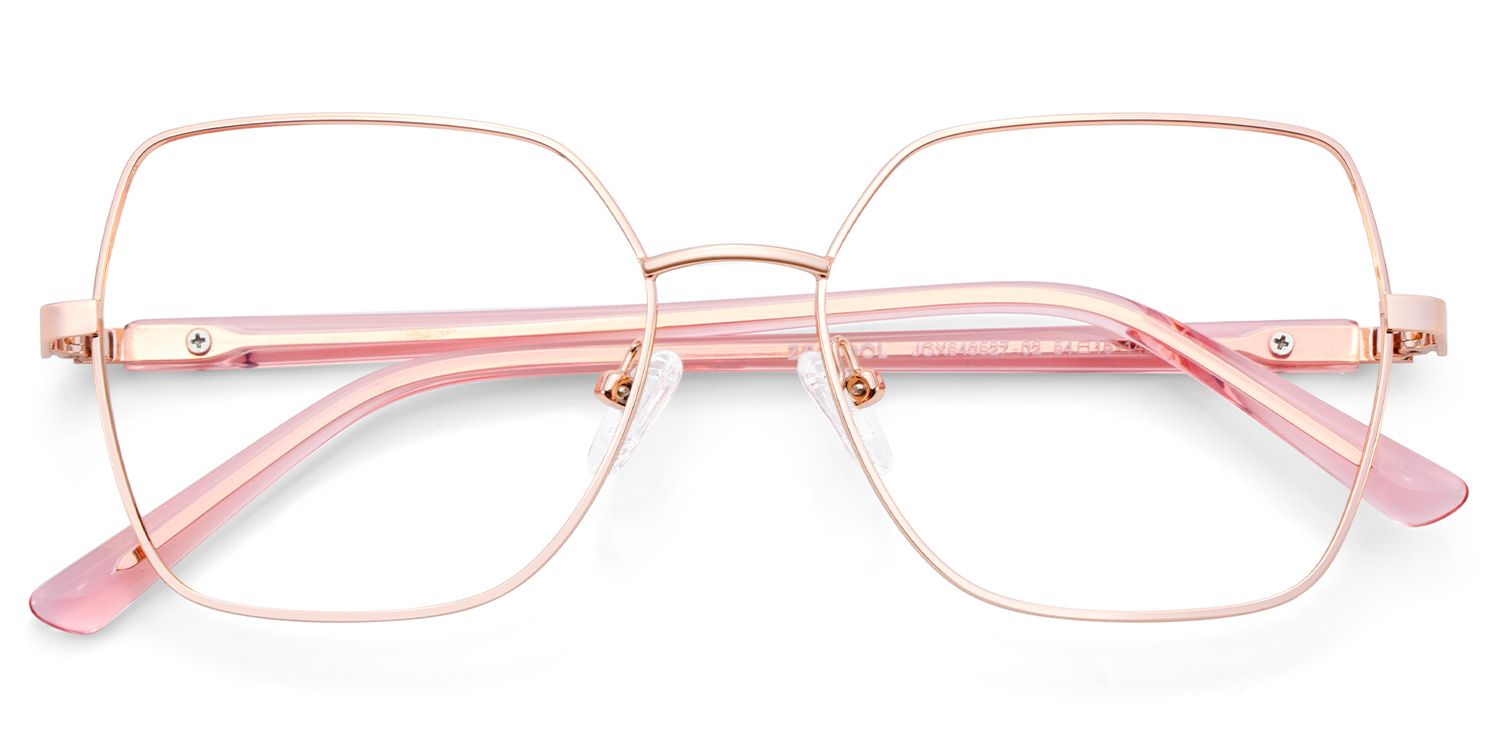 Rose Gold Glasses For Women With Transparent Pink Temples1