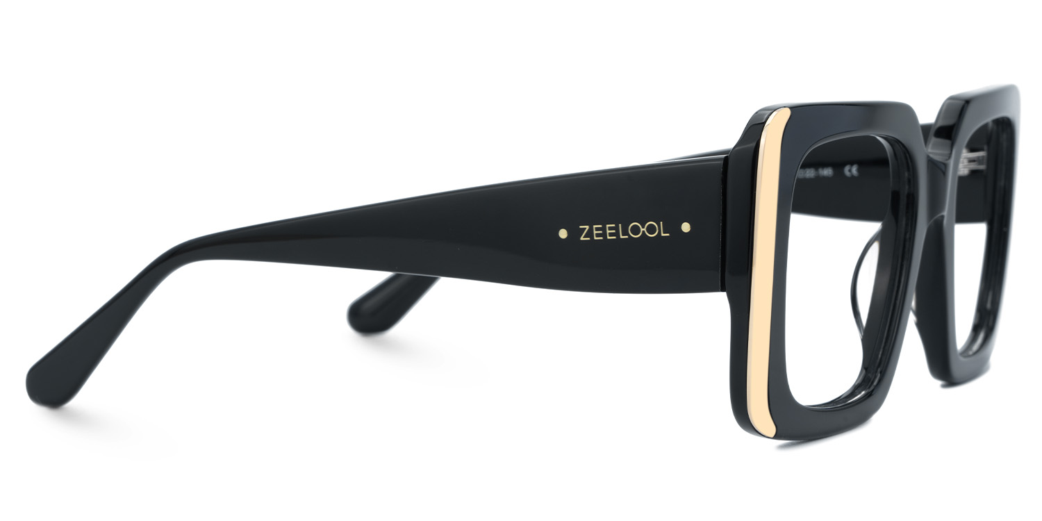 Jesse Rectangle Black Glasses2