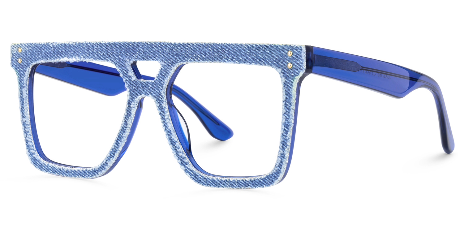 Rubin Square Denim Blue Glasses3