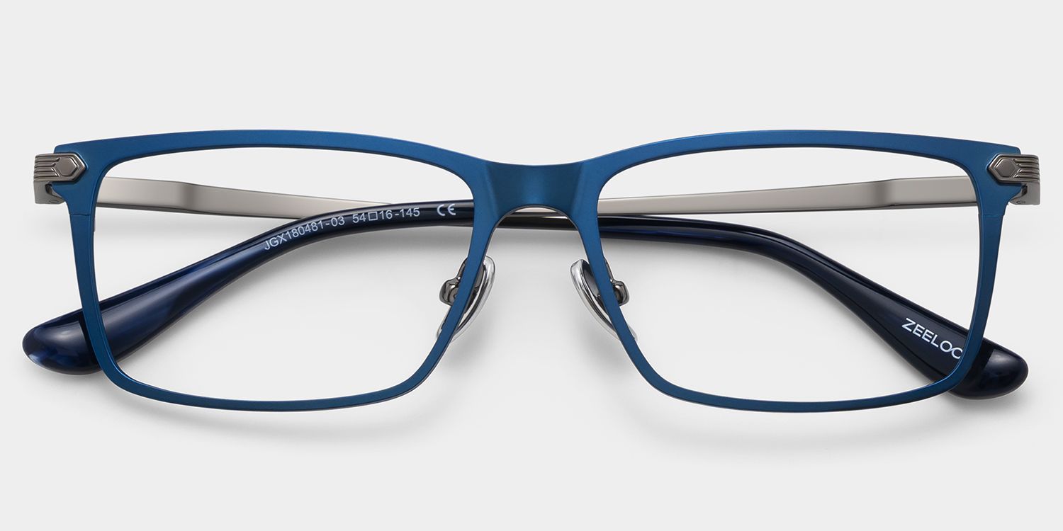 Alexander Blue Full Rim Rectangle Glasses for Men | ZEELOOL2
