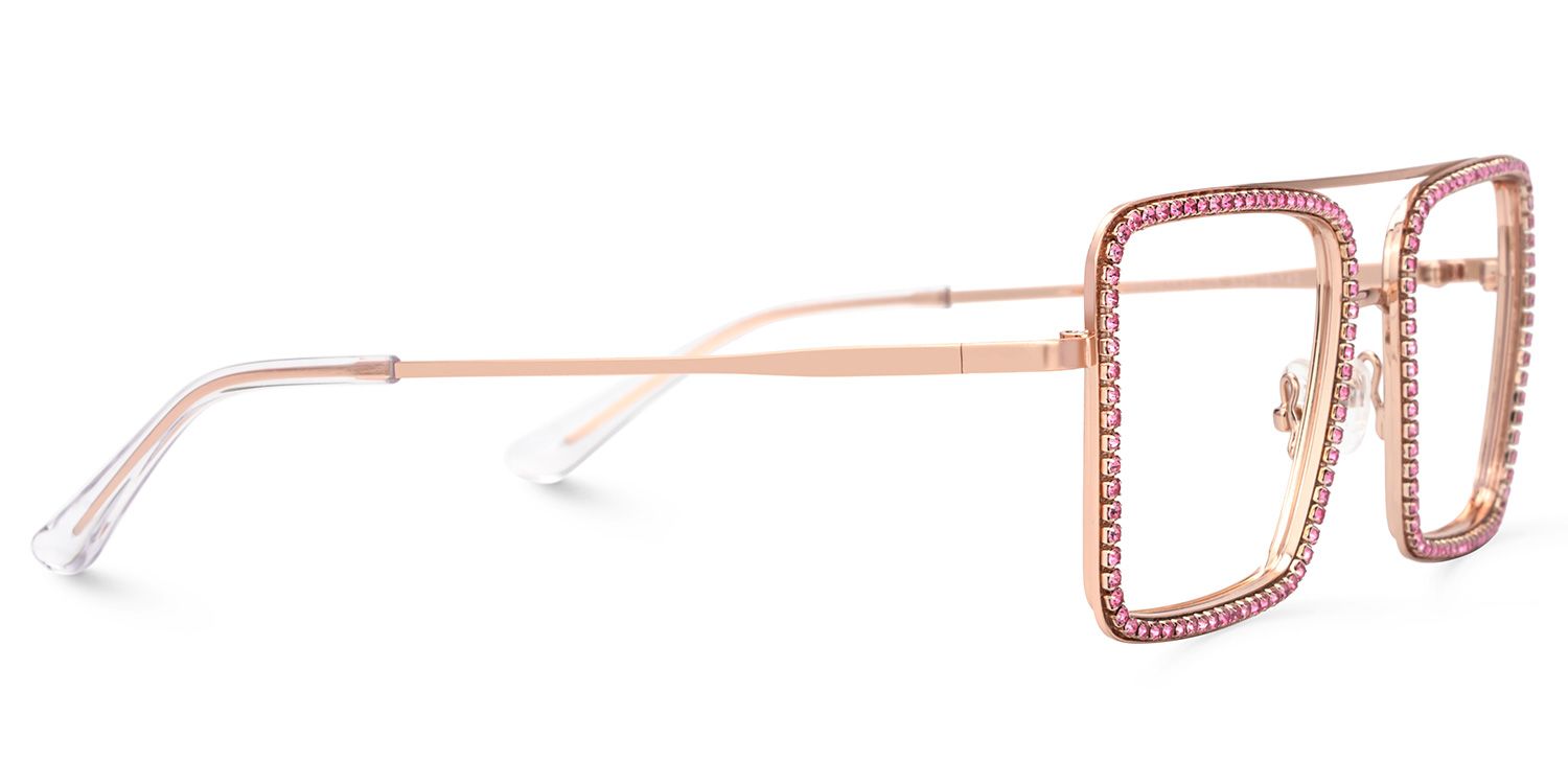 Diva Glasses, Rose Gold Eyeglasses with Pink Diamond4