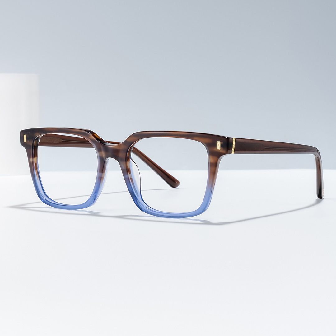 Pagel Brown Gradient Blue Thin Frame Eyeglasses | ZEELOOL UK0