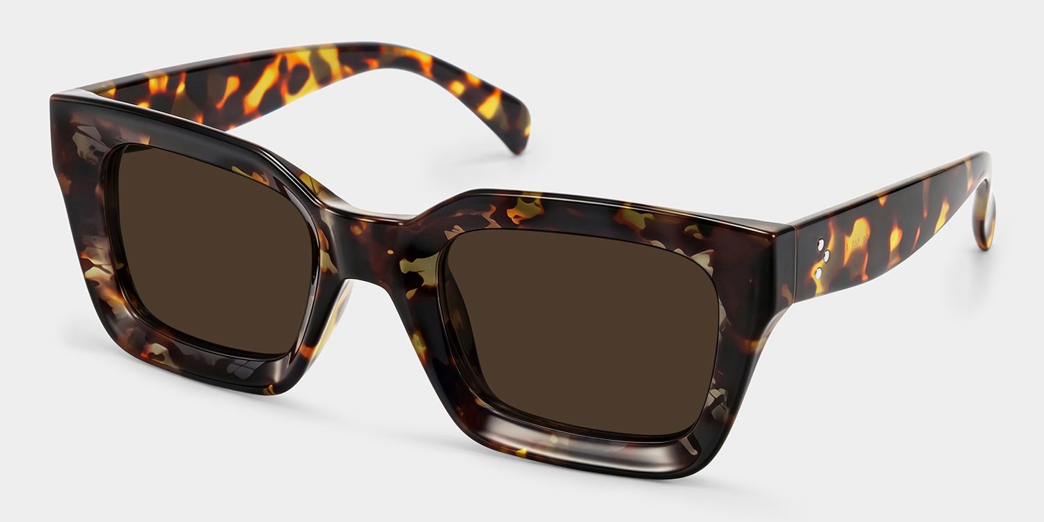 Nevaeh Plastic Tortoise Square Frame Sunglasses | ZEELOOL UK2