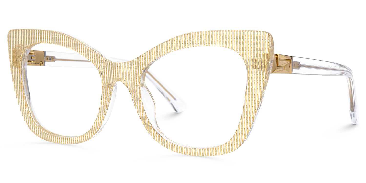 Yellow Gold Full rim Cateye Eyeglasses -Vela on Sale | ZEELOOL UK1