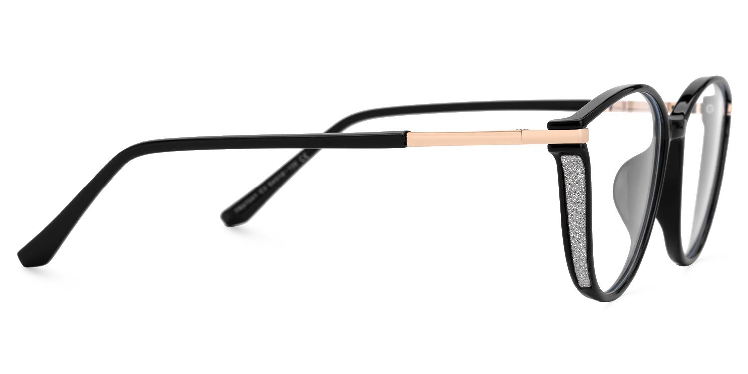 Keyshia Cateye Black Glasses in Thin Curved Corners2