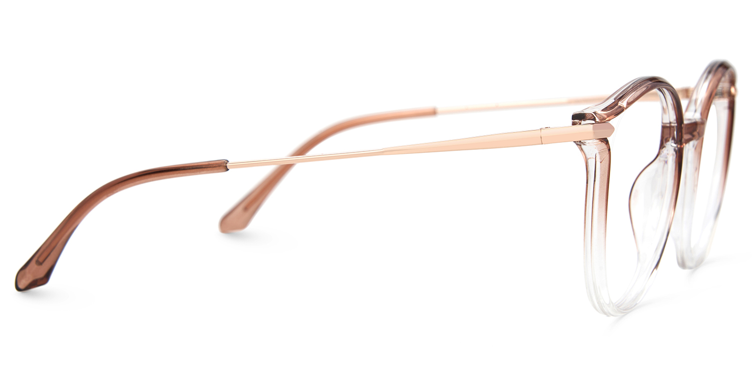 Caylan Champagne Blue Light Blocking Round Eyeglass Frames2