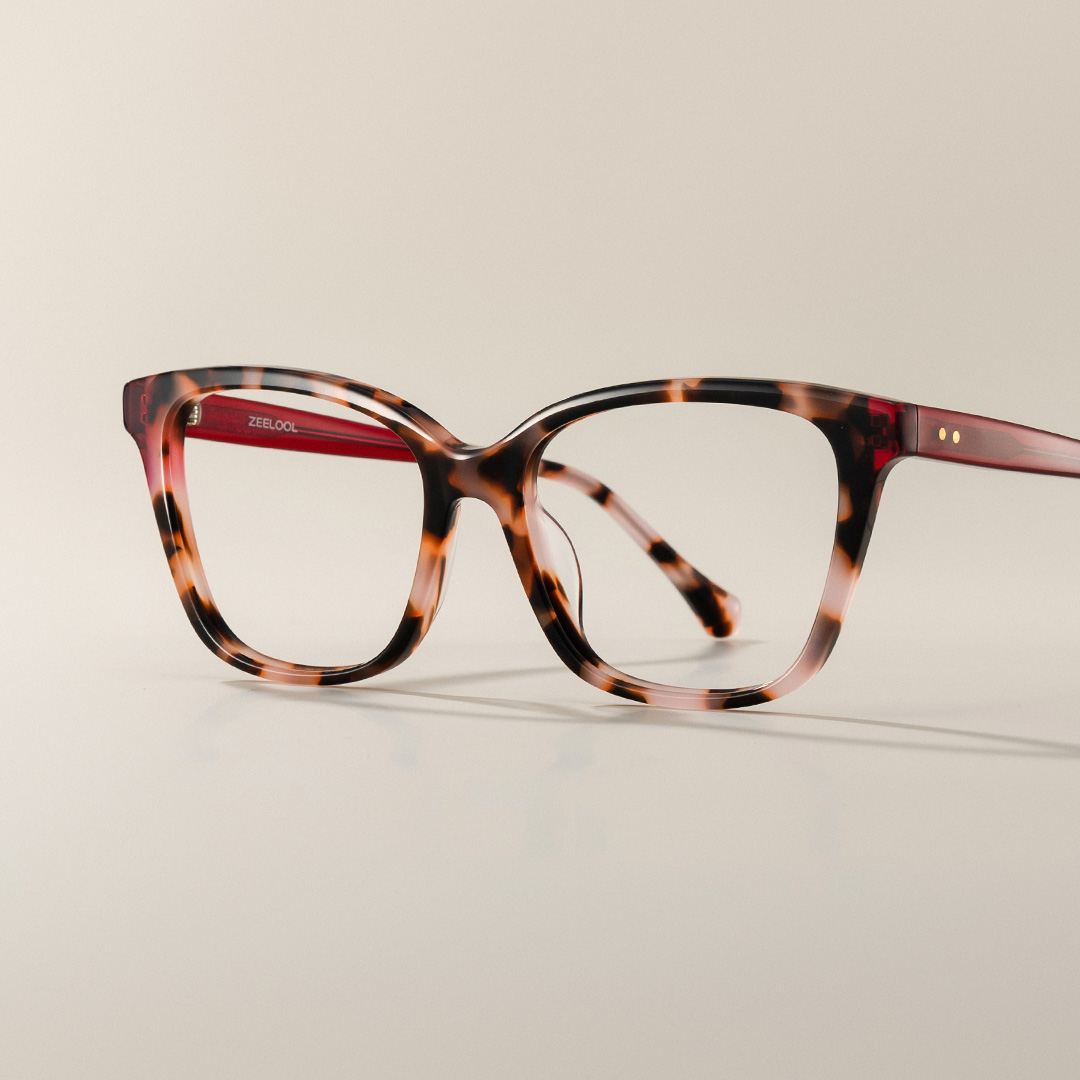 Lena Square Pink Tortoise Frame Eyeglasses for Woman| ZEELOOL UK0