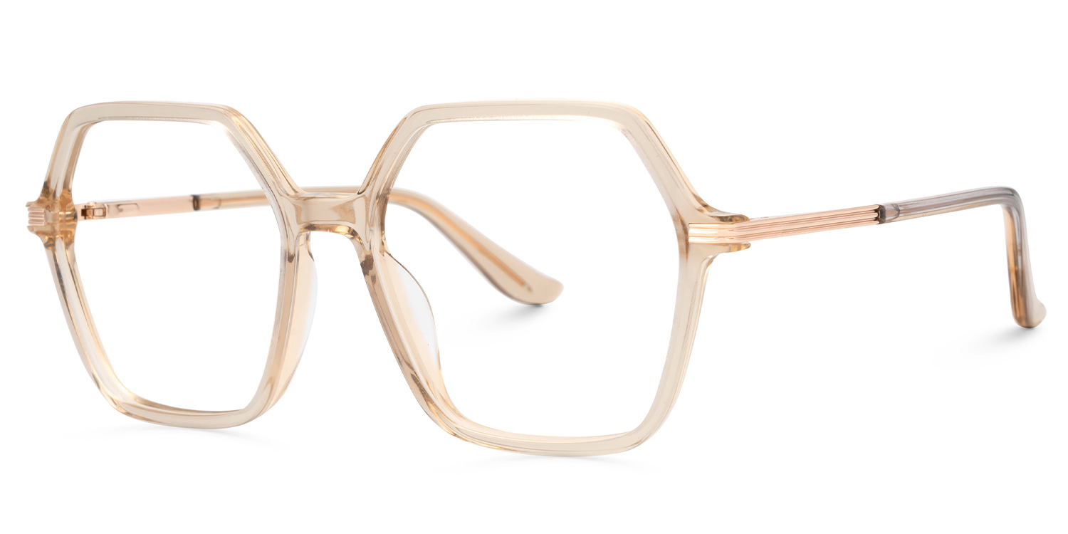 Viona Geometric Champagne Full-Frame Glasses | ZEELOOL UK1