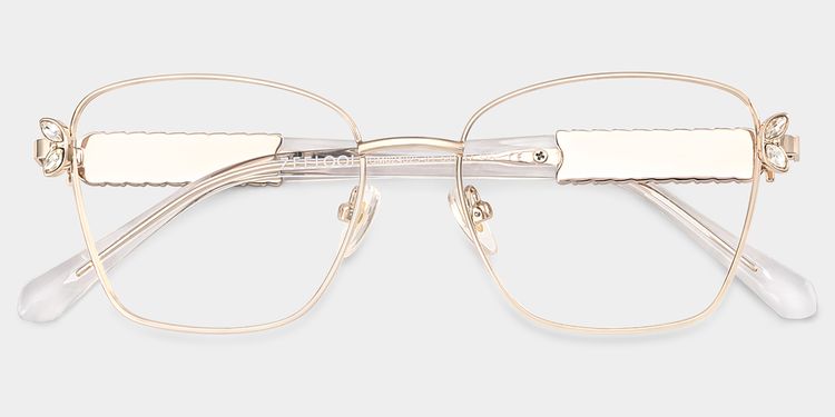 Ellie Rectangle Light Gold Glasses