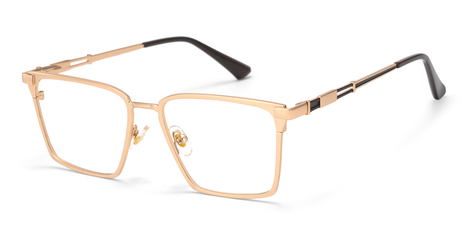 Finn Eyeglasses in Rectangle Gold Frame | ZEELOOL UK3
