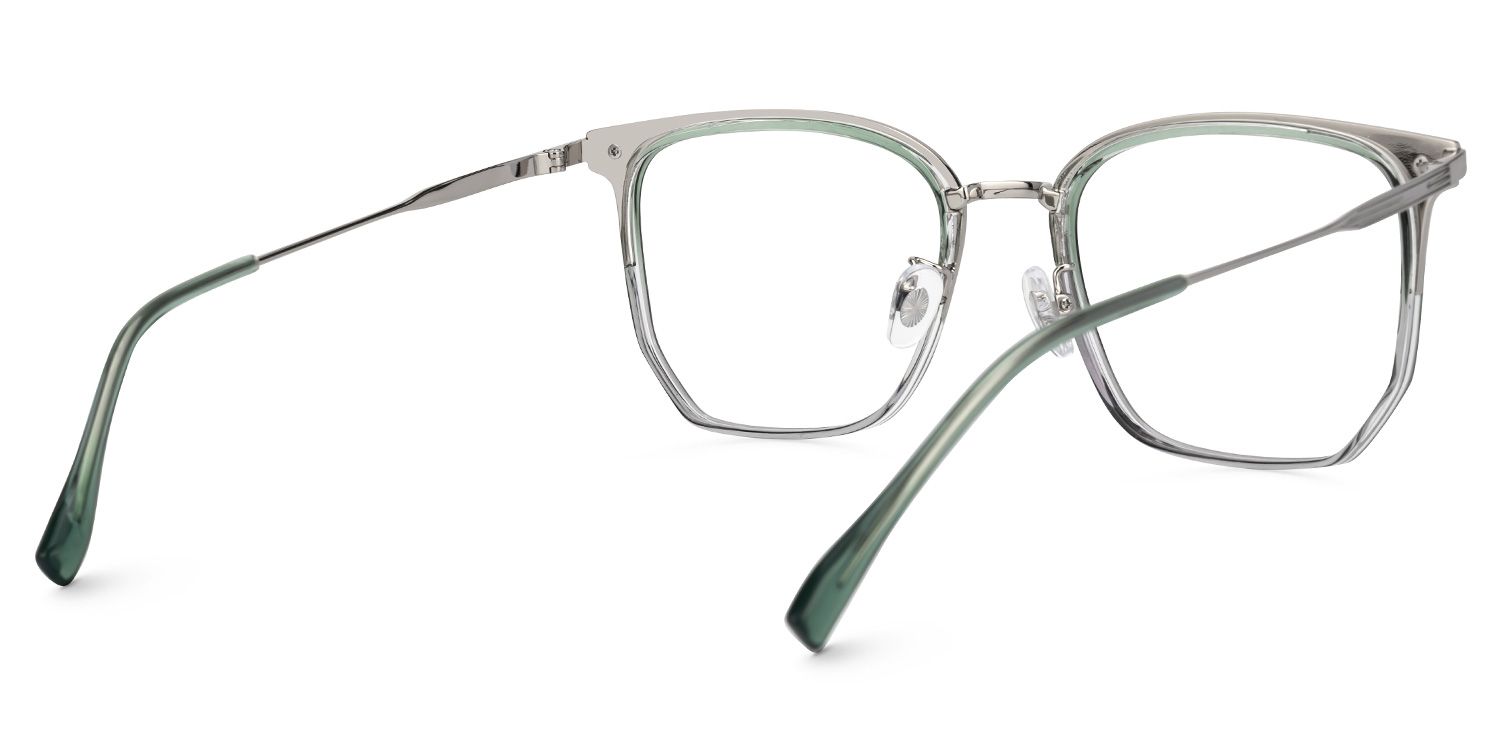 Roque Mixed-material Geometric Green Frame Glasses | ZEELOOL UK3