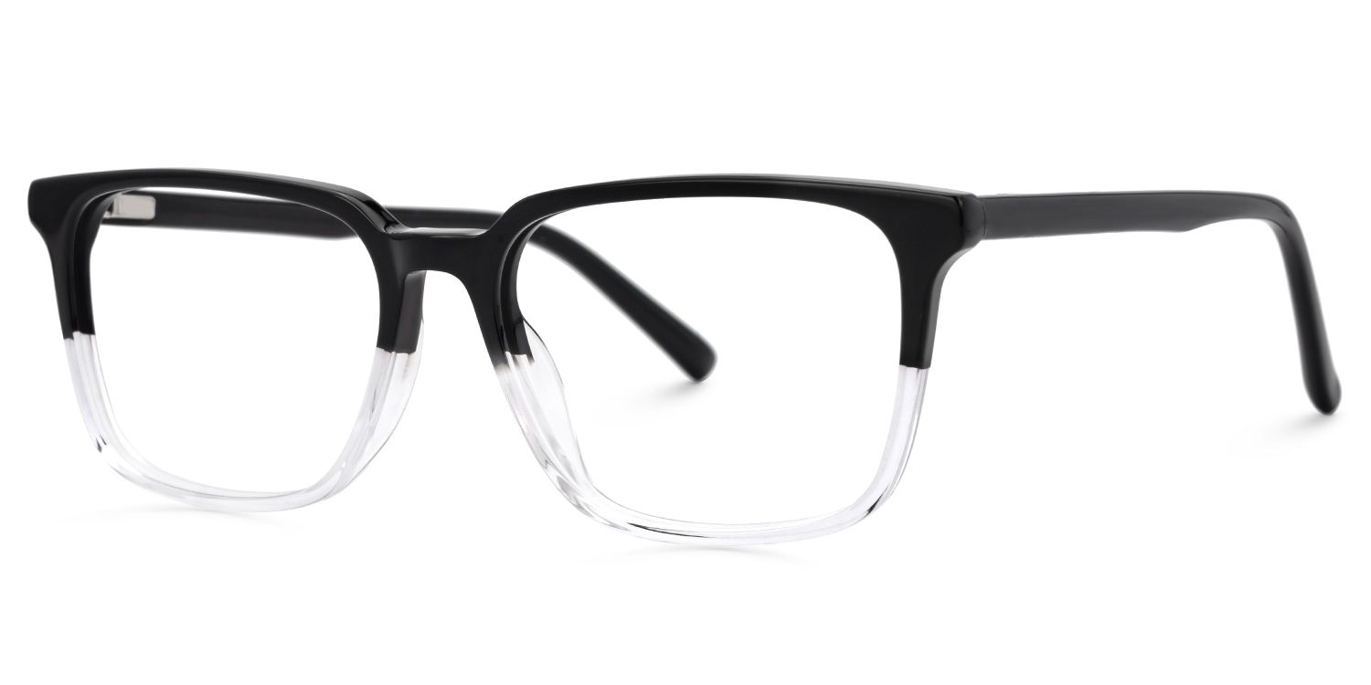 Barnhill Acetate Square Black-Clear Frame Glasses | ZEELOOL UK1