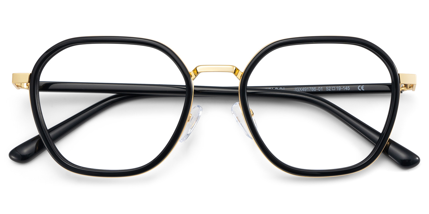 Mitchell Mixed Black Frame Glasses with Geometric Shape | ZEELOOL UK2
