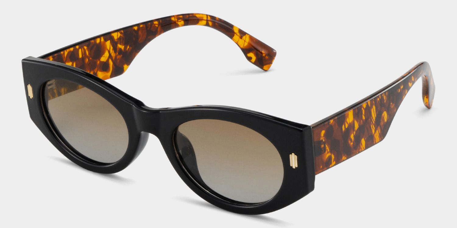 Reina Black Geometric Polarized Sunglasses for Driving | ZEELOOL UK2