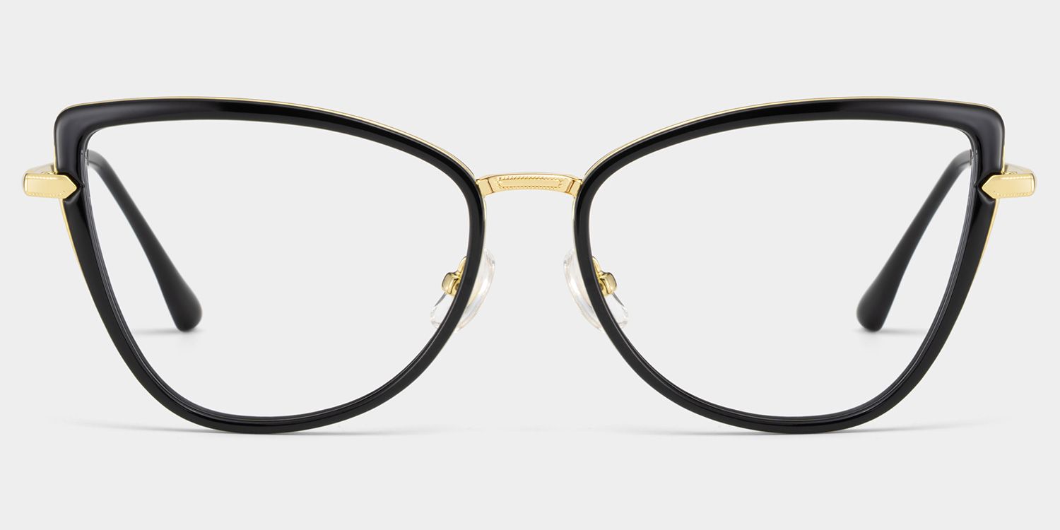 Cat eye Black Eyeglasses- Sloane Mixed Frame Glasses0