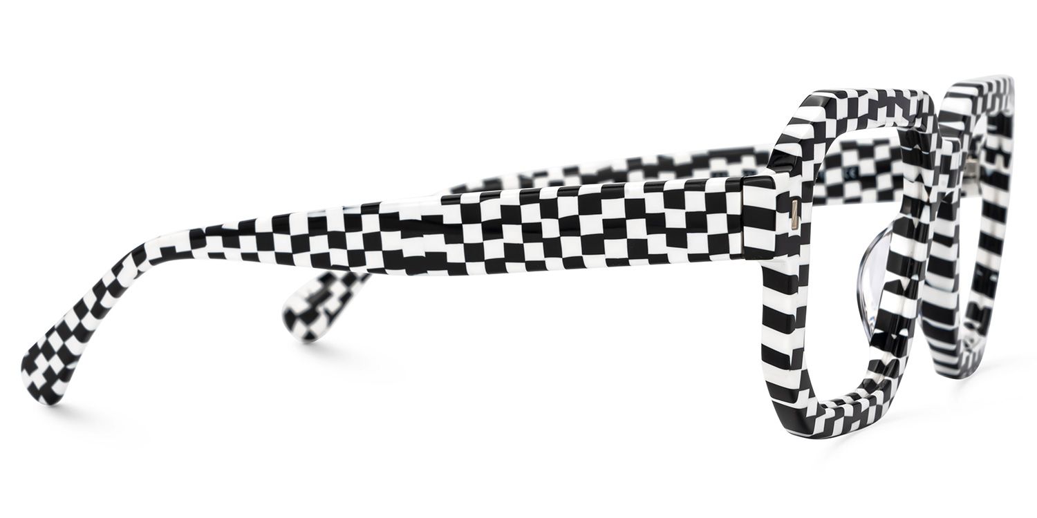 Joeann Black-White Geometric Designer Eyeglasses2