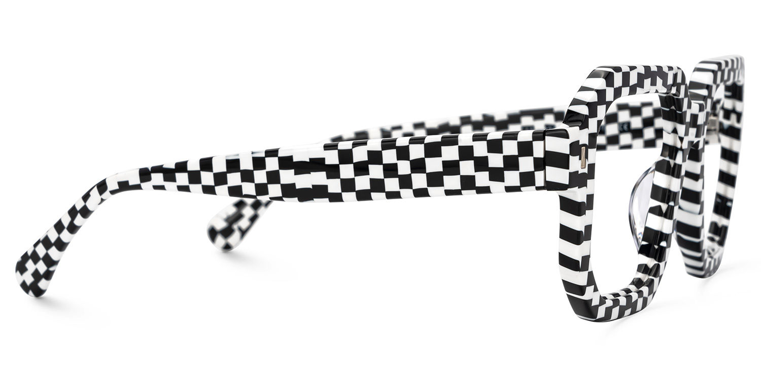 Joeann Black-White Geometric Designer Eyeglasses2