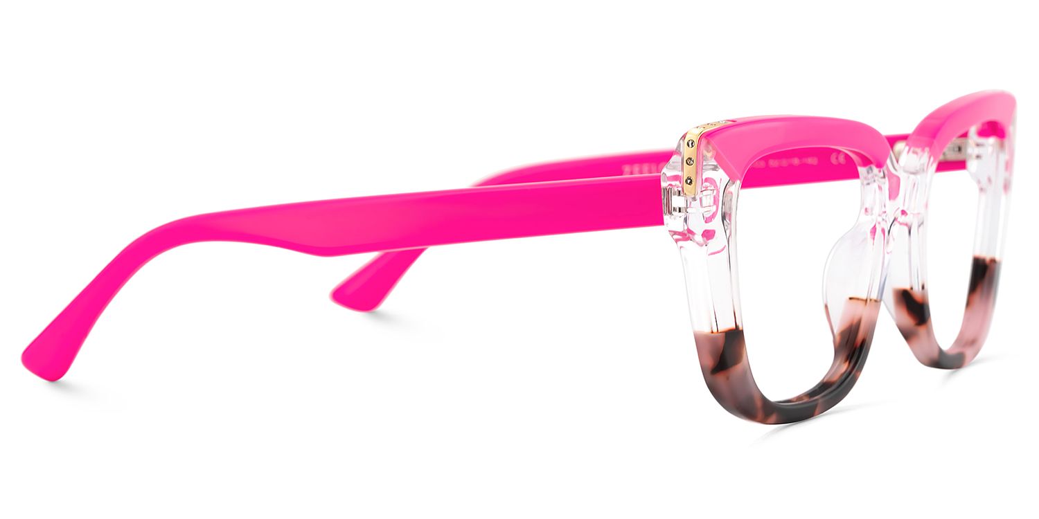 Neon Pink Rectangle Glasses Frames For Women4