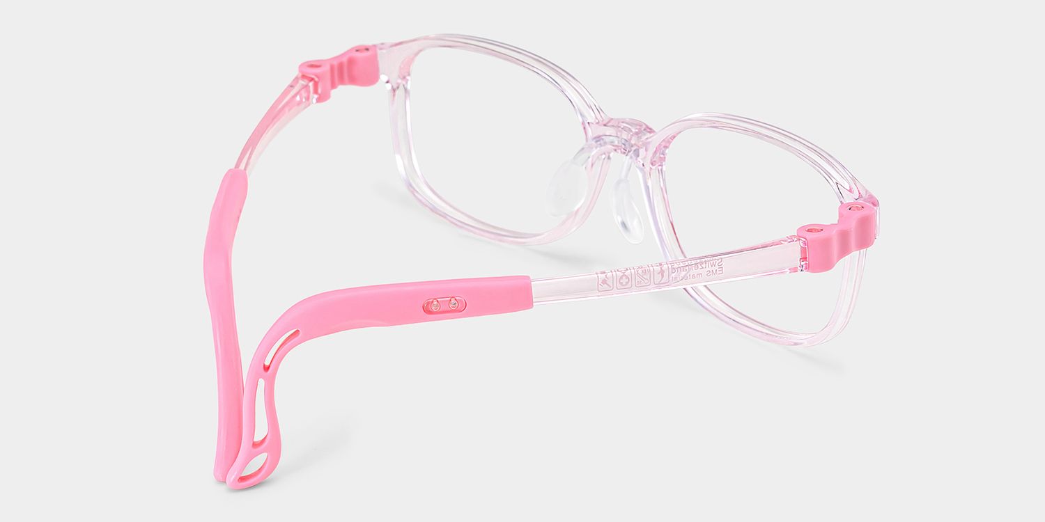 Casey Rectangle Clear Pink Frame Eyeglasses for Pre-tweens3
