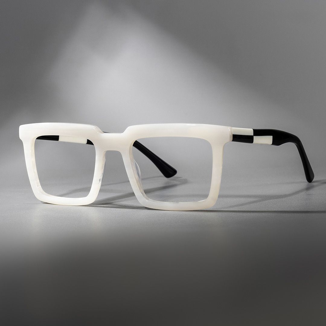 Leblanc Square White Acetate Glasses for Men | ZEELOOL UK0