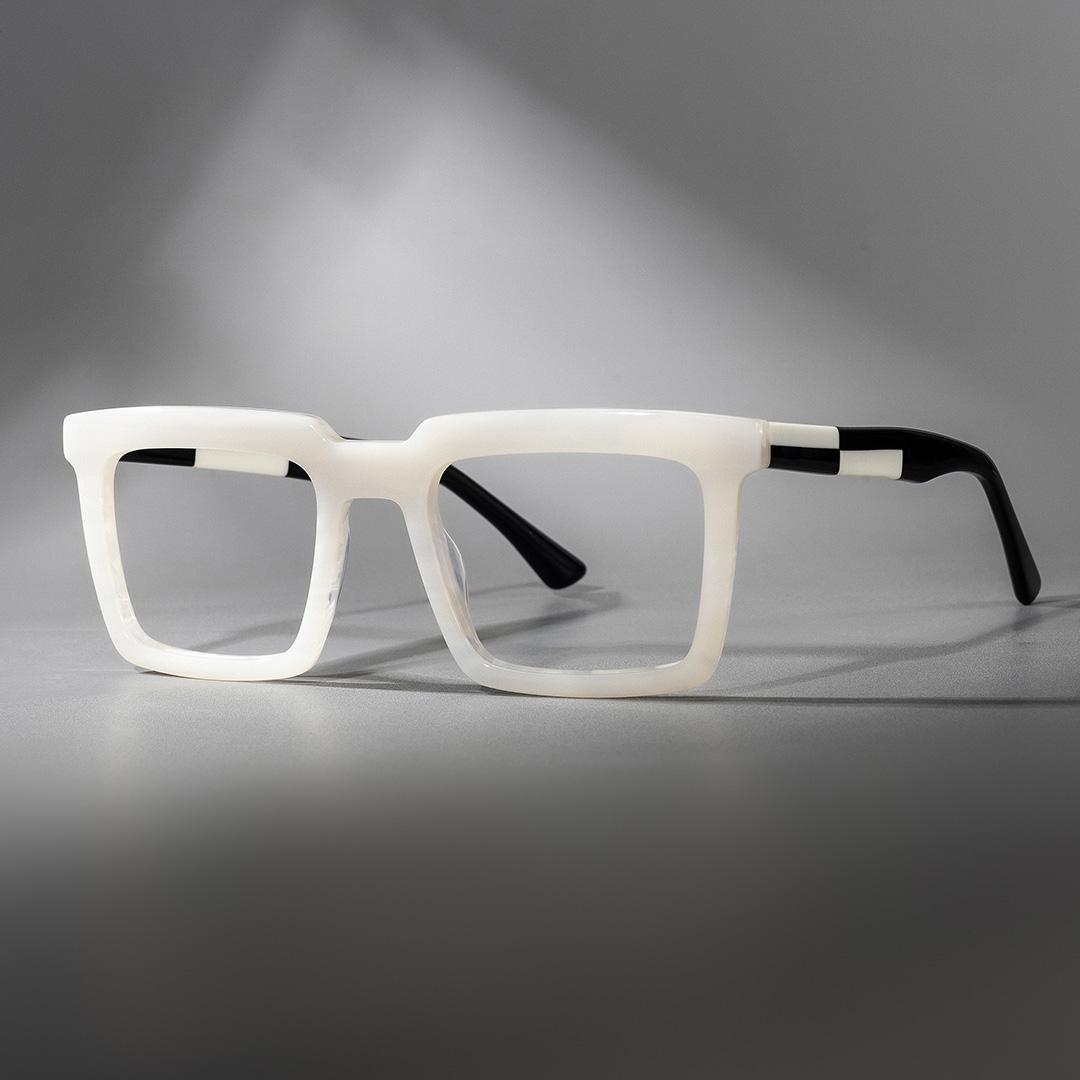 Leblanc Square White Acetate Glasses for Men | ZEELOOL UK0