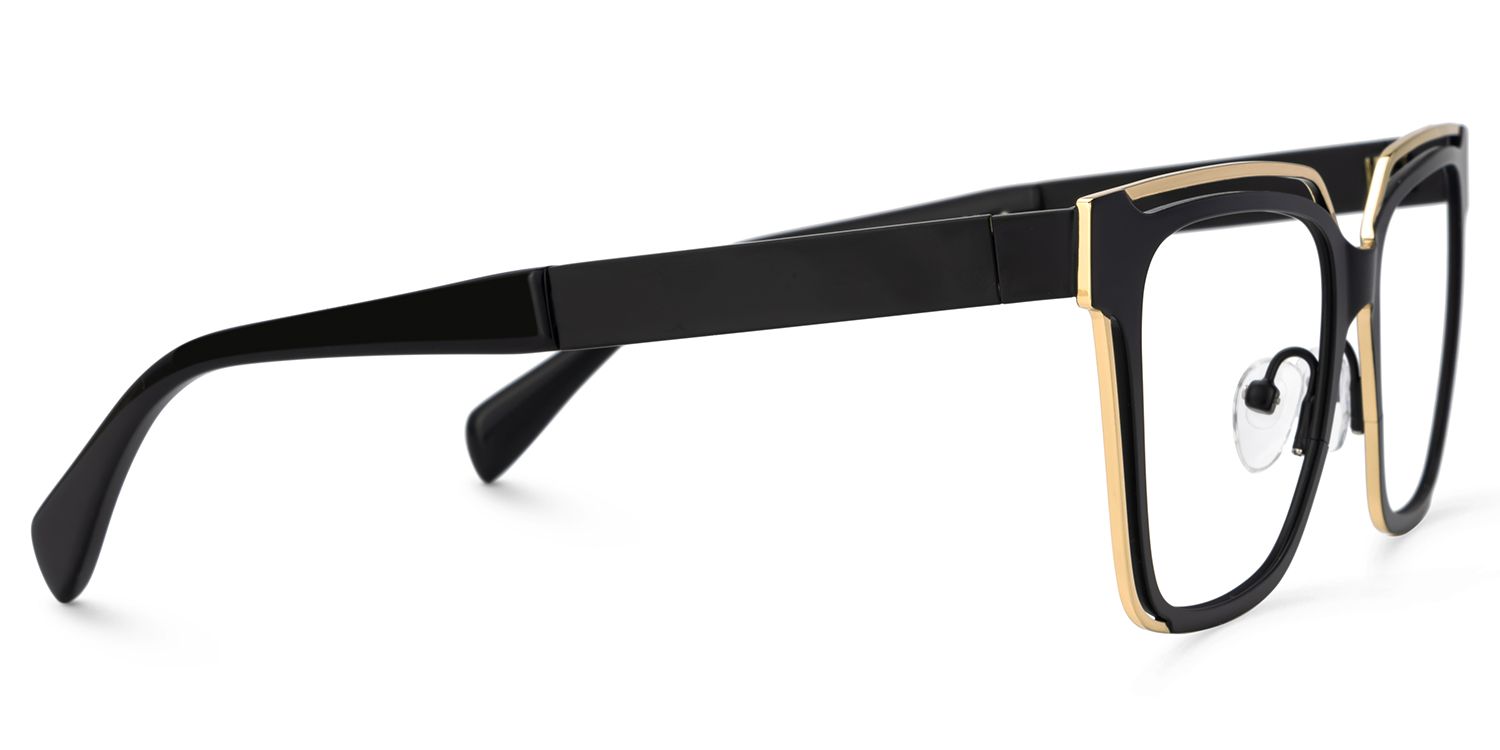 Large Black Glasses With Double Metal4