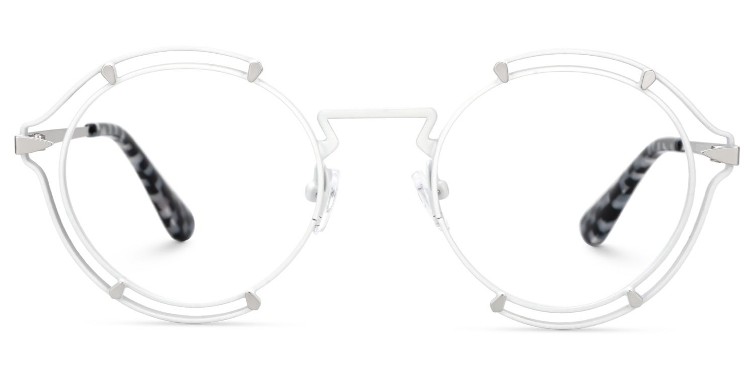 Women's White Glasses With Metal Material0