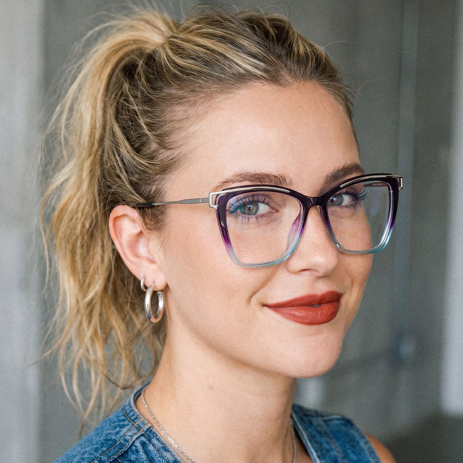Square Krystle Purple-Blue Eyeglasses deals -Zeelool5