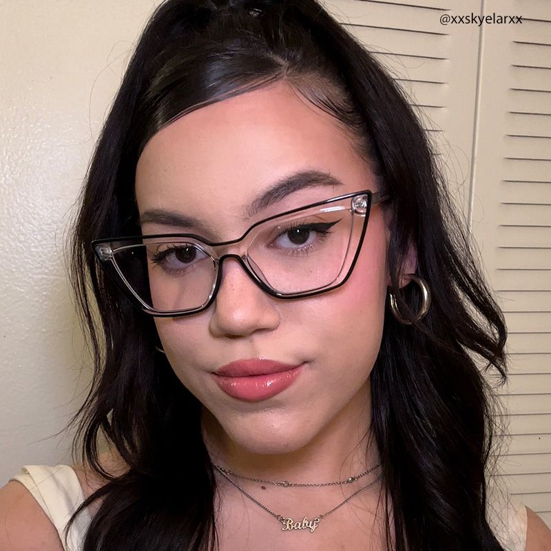 Yosef Cyber Women Black and Clear Cat Eye Frames Glasses4
