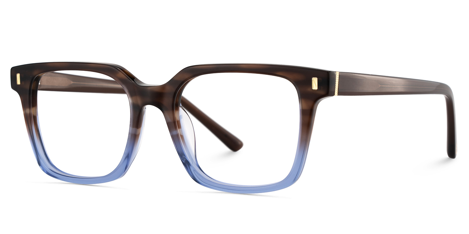 Pagel Brown Gradient Blue Thin Frame Eyeglasses | ZEELOOL UK3