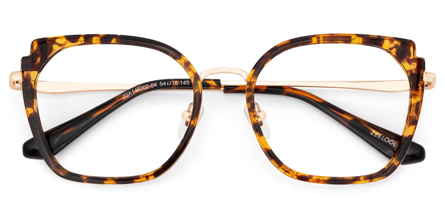 Tortoise Metal Frame Glasses With Wide Size For Women2