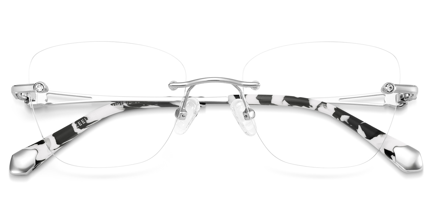 Rectangle Silver Eyeglasses- Seth Metal Frame Glasses2