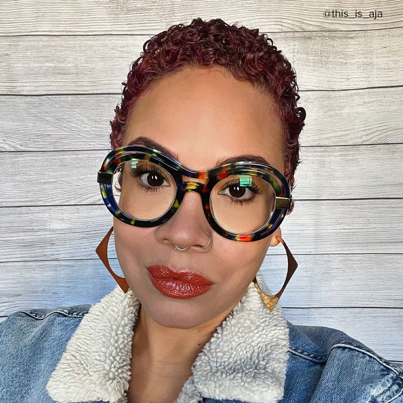 Texidor Round Eyeglasses, Blue Tortoise Frame Glasses4