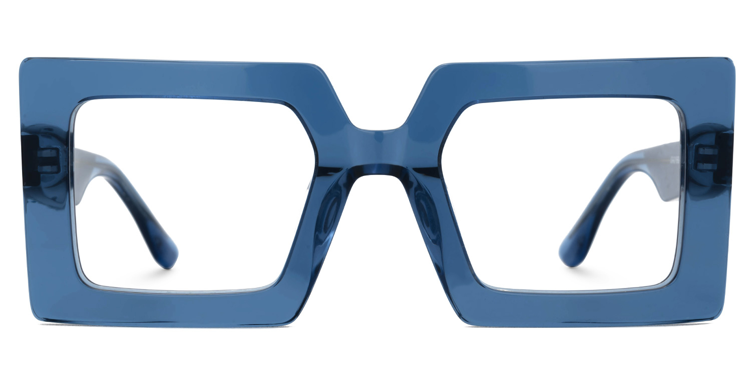 Tiffaney Blue Square Eyewear with Denim Striped Temples0