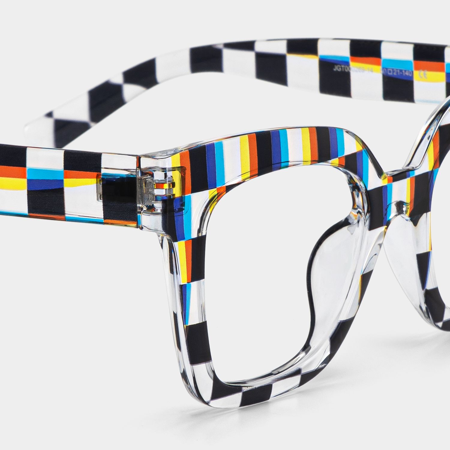 Geek Chic Malcolm Checkered Square Frame Glasses4