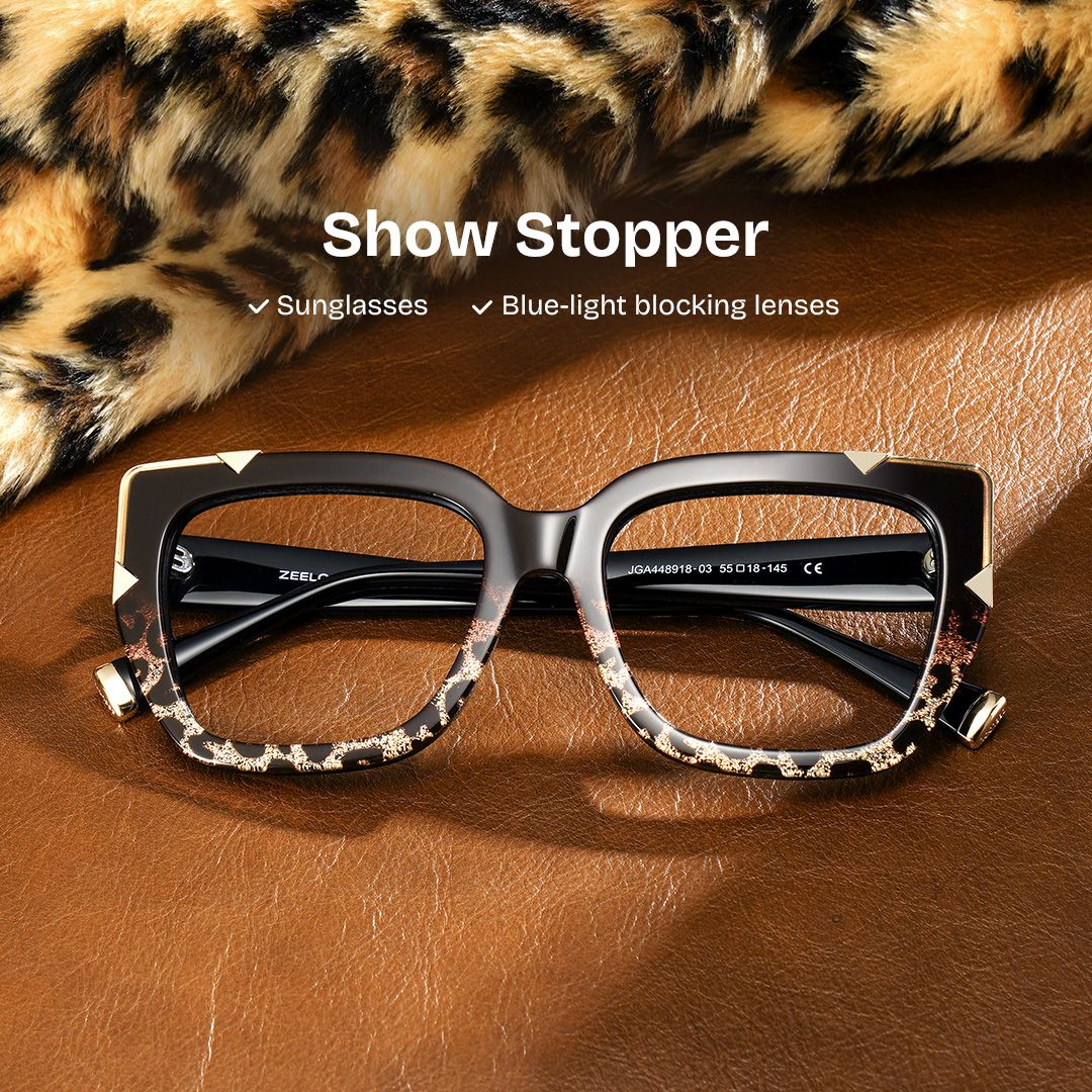 Dax Square black leopard print Frame Eyeglasses for Women| ZEELOOL0