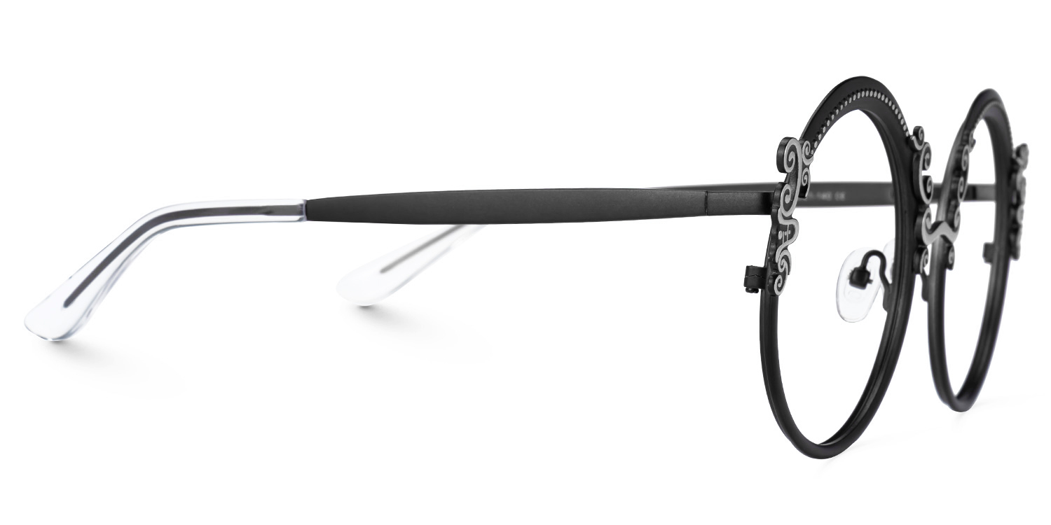 Nelida Designer Black Round Frame Glasses | ZEELOOL UK2