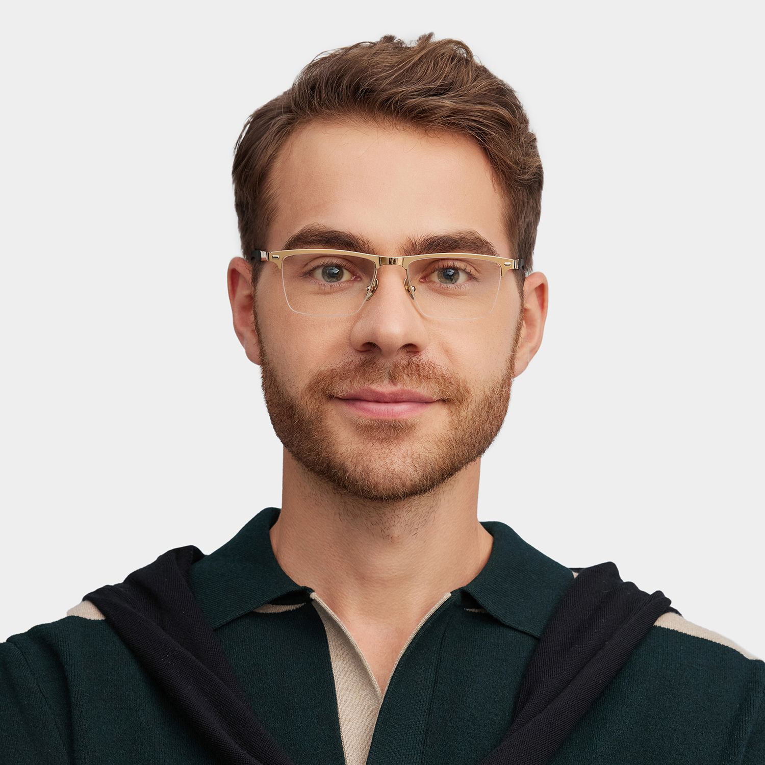 Browline Gold Eyeglasses- Brock Titanium Frame Glasses0