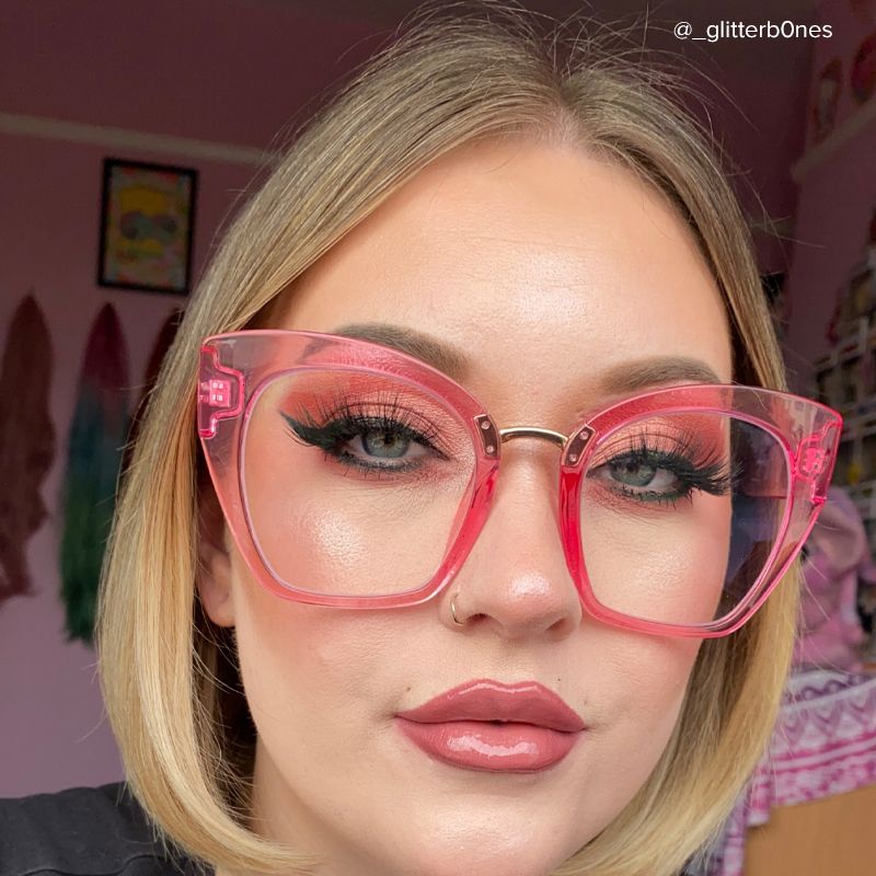 Denis Cat Eye Pink Glasses | ZEELOOL UK4