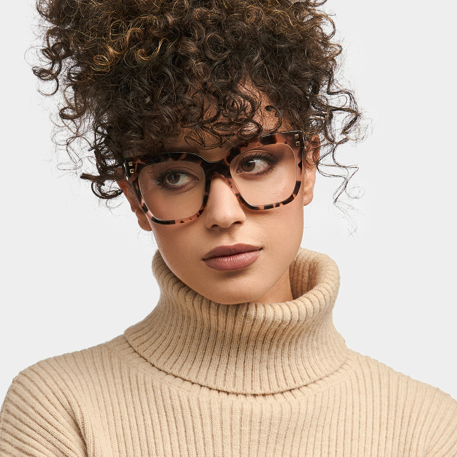 ZEELOOL Minguela Square Pink-Tortoise Glasses