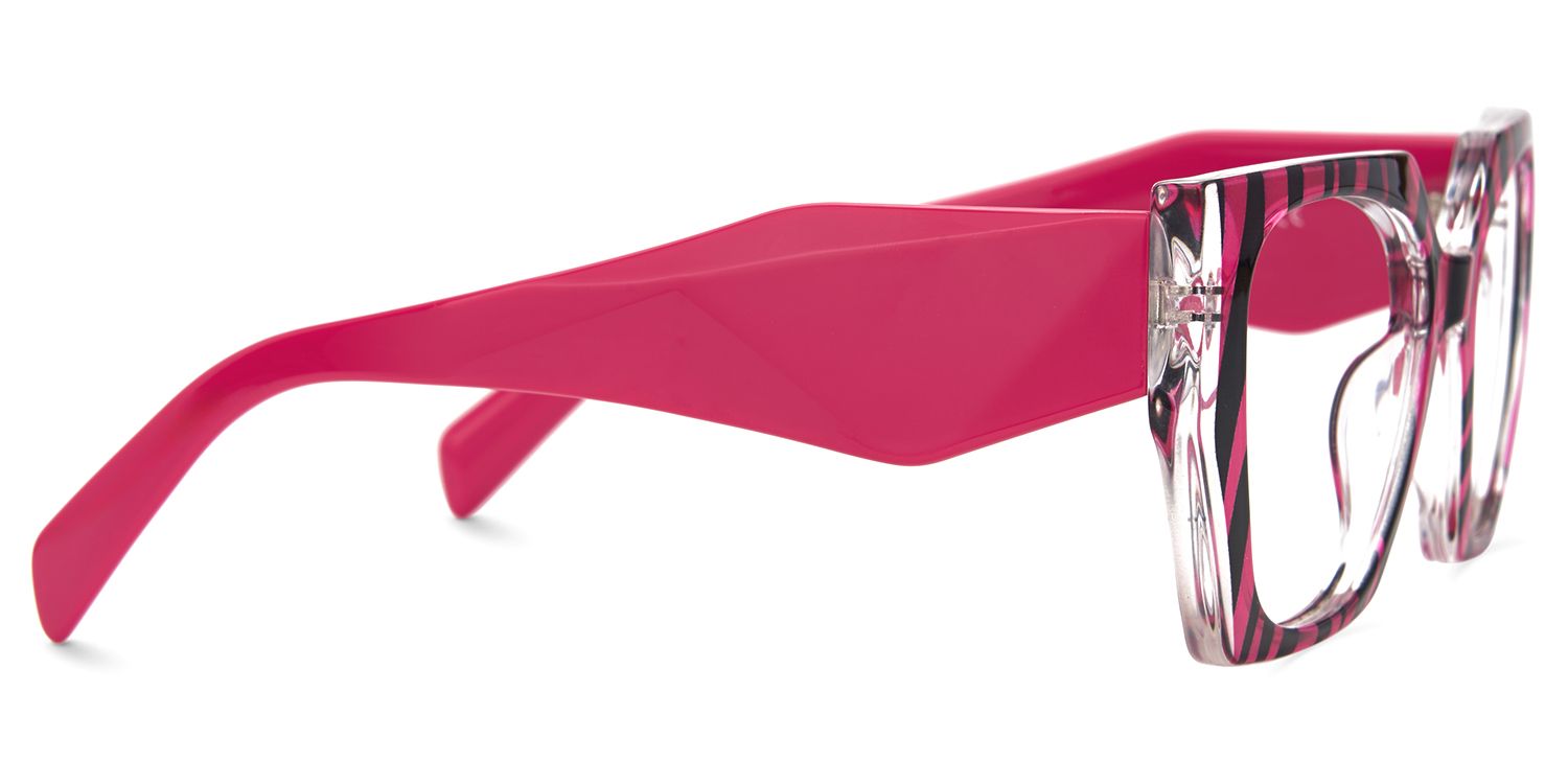 Affordable Hot Pink Zebra Hexagon Shaped Prescription Glasses4