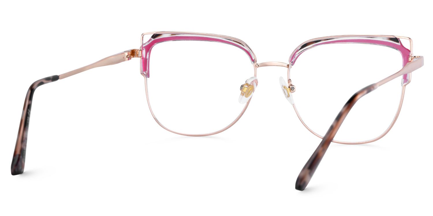 Samson Pink Square Glasses With Tortoiseshell Color-Block Design5