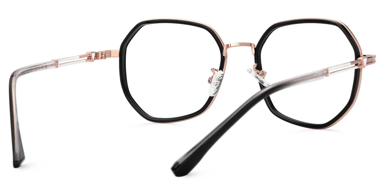 Frazier Mixed-Materials Geometric Black Frame Glasses | ZEELOOL UK3