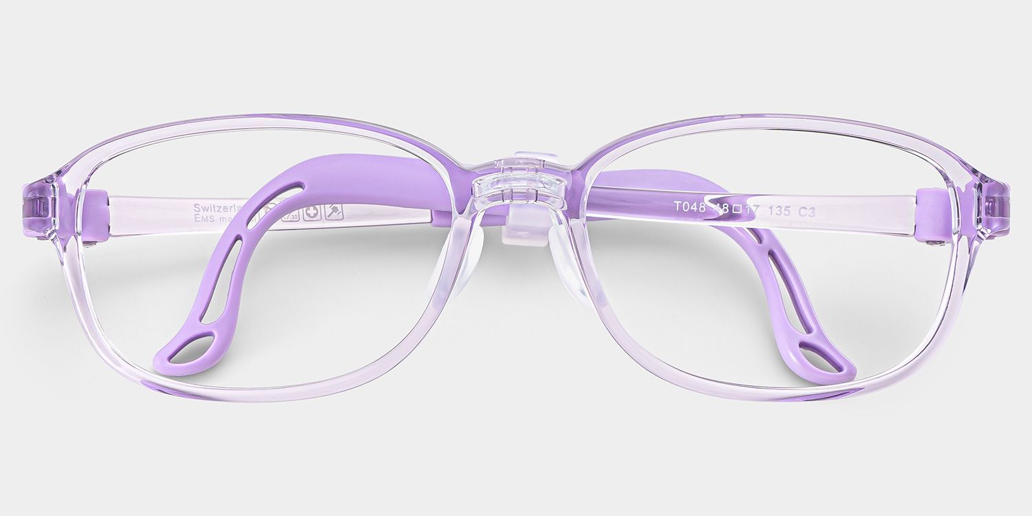 Bright Rectangle Clear Purple Frame Eyeglasses for Pre-tweens0
