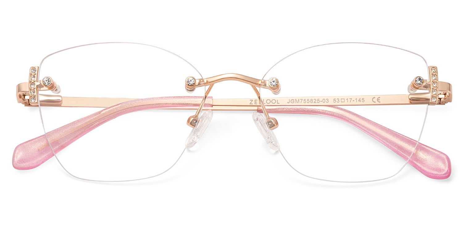 Pink Rectangle Jaxon Eyeglasses with Rimless | ZEELOOL UK2