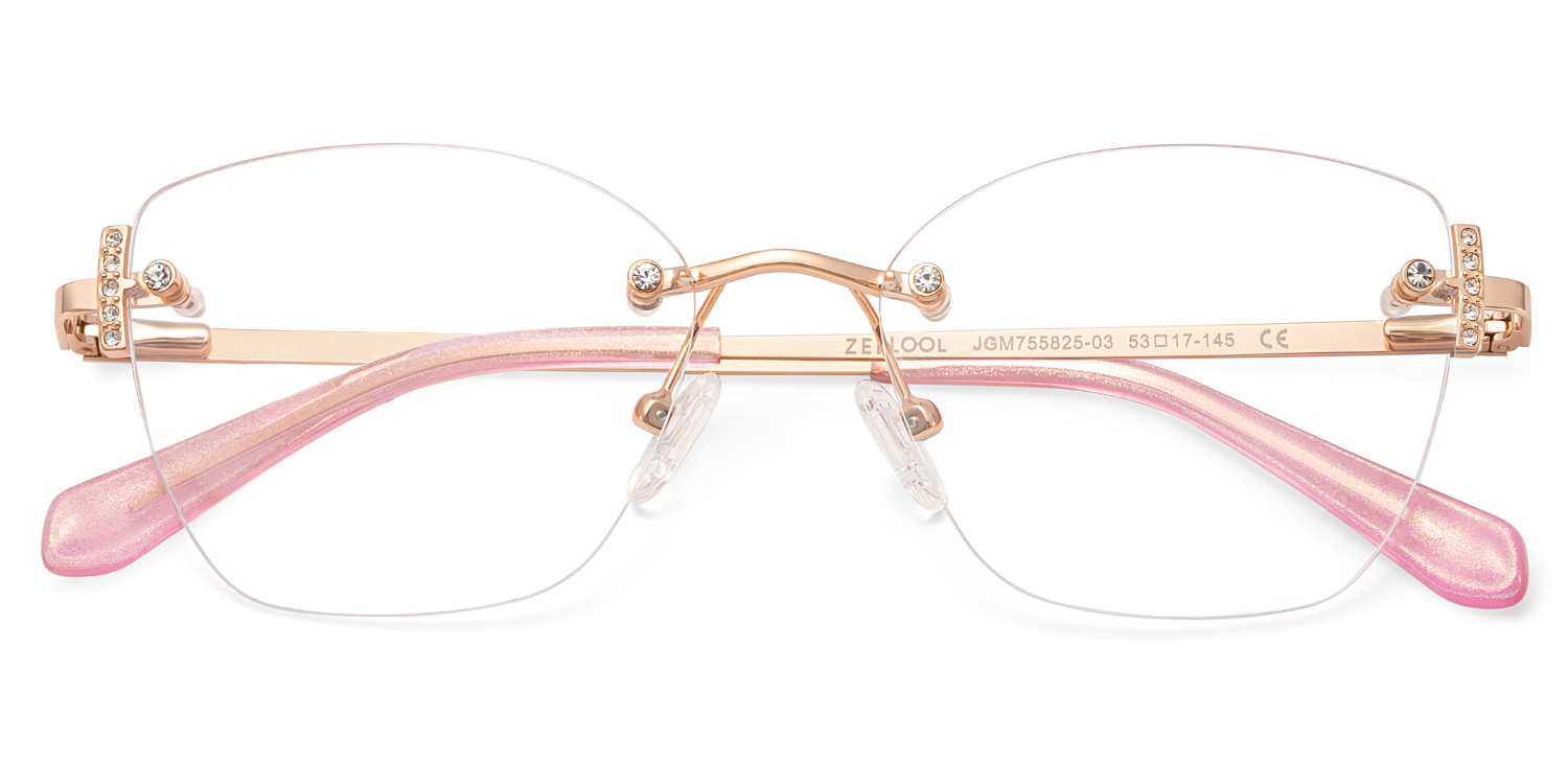 Pink Rectangle Jaxon Eyeglasses with Rimless | ZEELOOL UK2